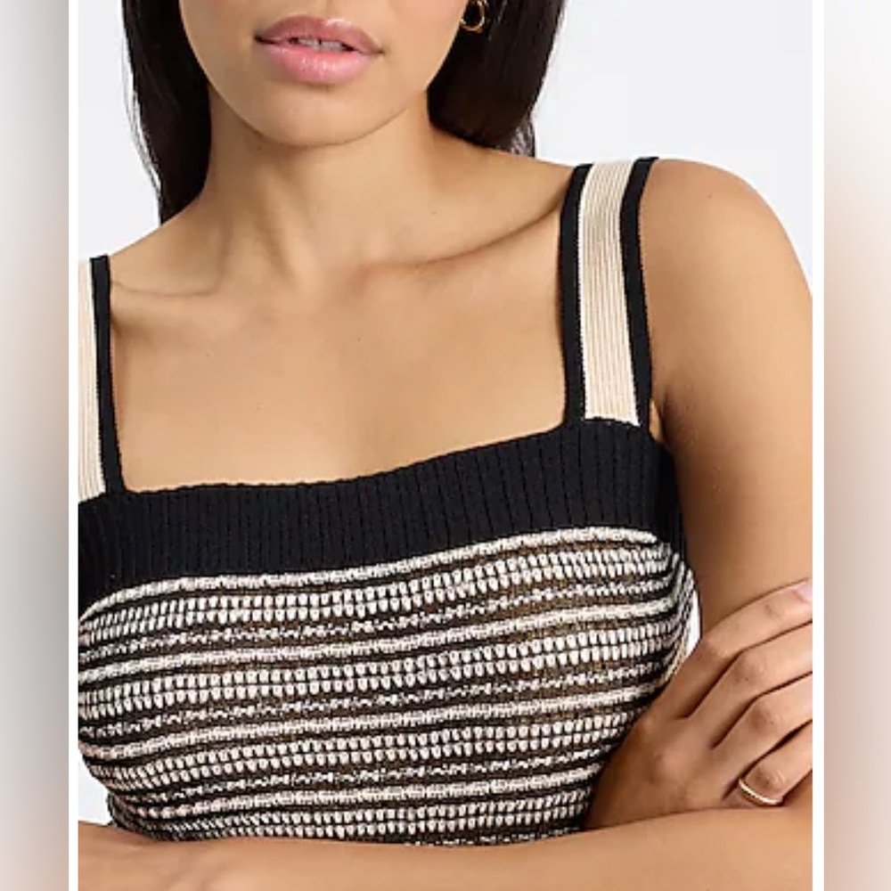 Express Striped Ribbed Peplum Sweater Tank - Picture 2 of 5